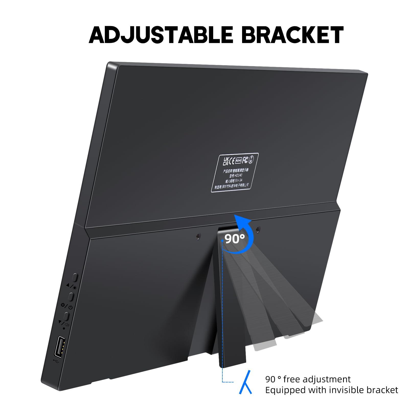 Монитор Портативный Сенсорный 14 Дюймов FHD 1920 x 1080 USB-C HDMI IPS HDR Plug & Play, фото №7