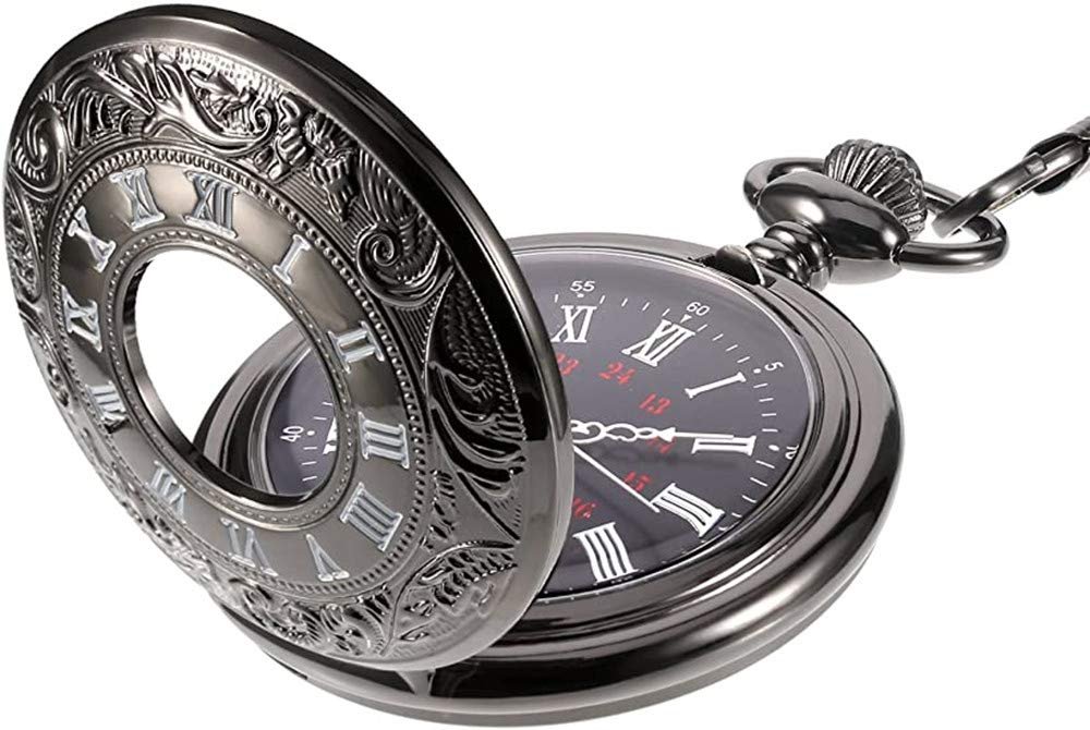 Кишеньковий годинник Quartz Vintage з римськими цифрами і ланцюжком, вінтажний, фото №1