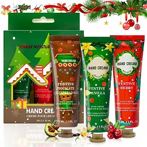Купити Крем для рук Різдвяний набір міні-кремів для рук Зволожує та запобігає сухості 3 x 30 мл - Фото 1 Крем для рук Різдвяний набір міні-кремів для рук Зволожує та запобігає сухості 3 x 30 мл - Фото 1