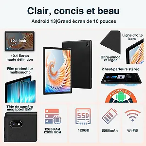 Планшет 10.1" Jusyea J5 6+6/128Gb 8 ядер Android 13 6000 mAh Чорний synthetic.ua - Фото 1
