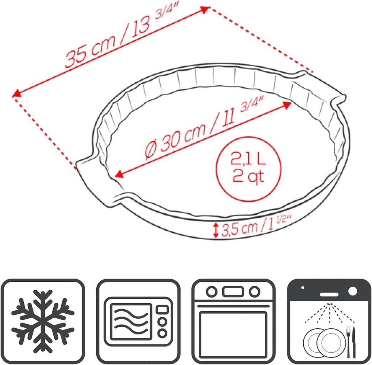 Форма для пирога PEUGEOT круглая керамическая 35х30 см 2.1 л Синяя, фото №3 Форма для пирога PEUGEOT круглая керамическая 35х30 см 2.1 л Синяя, фото №3