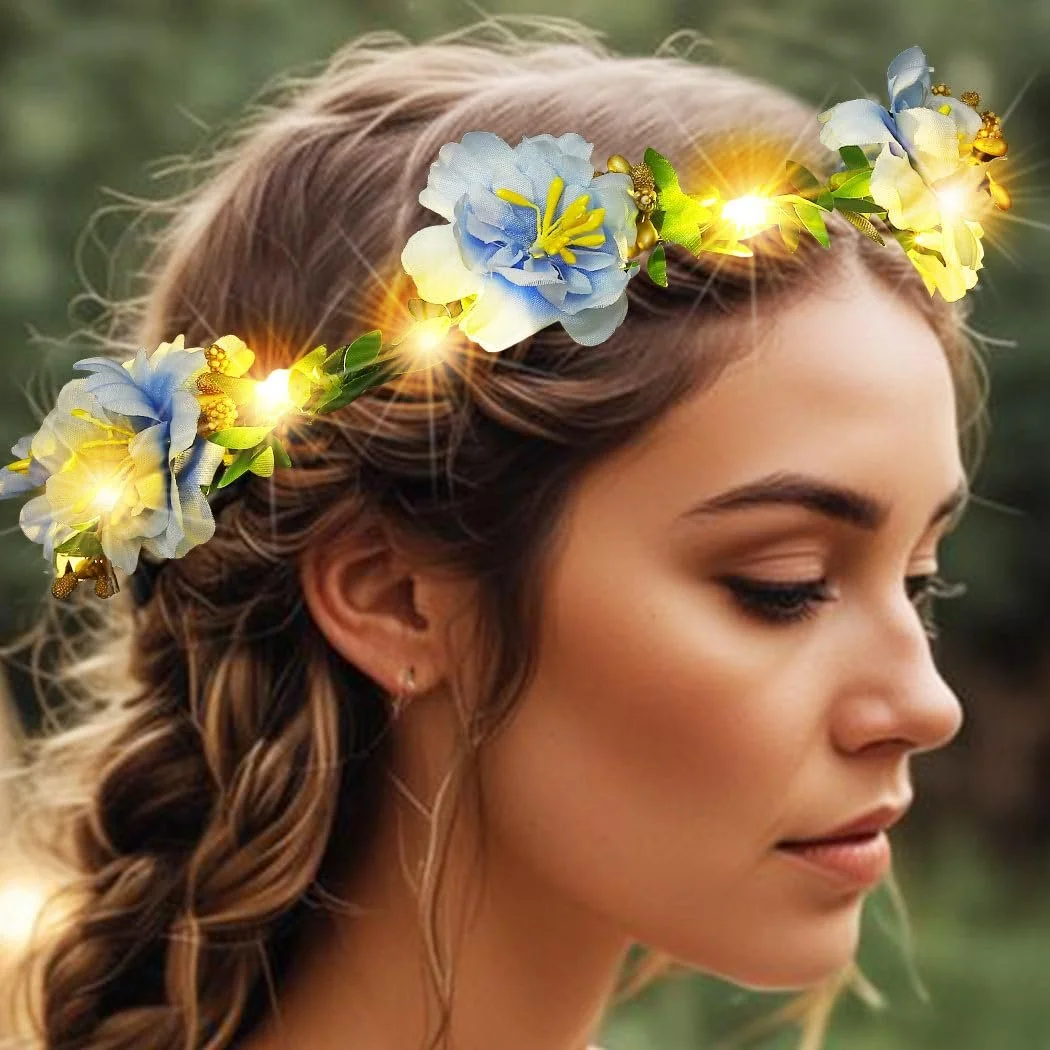 Вінок для волосся Zoestar з квітами, що світяться, фото №4 Вінок для волосся Zoestar з квітами, що світяться, фото №4
