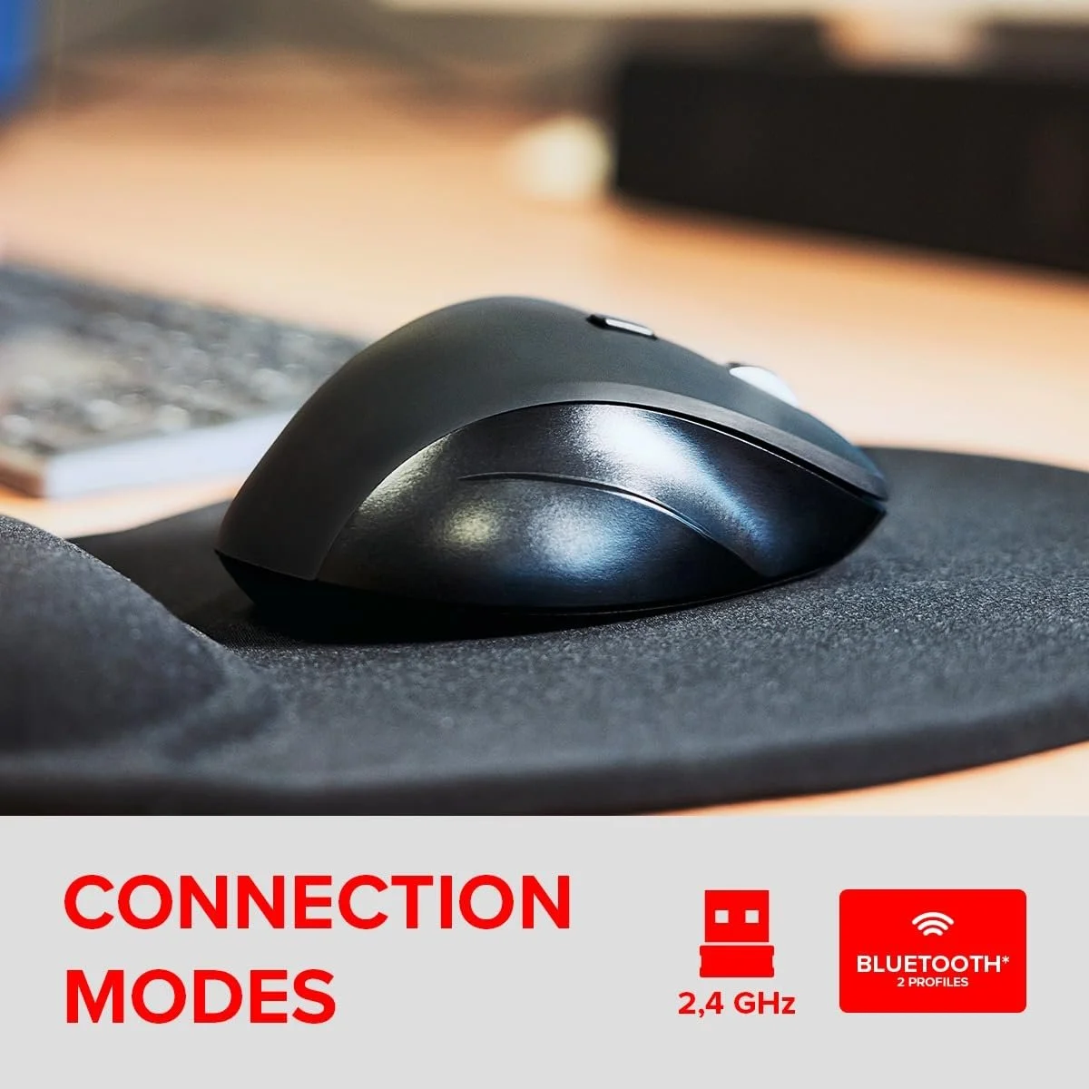 Мышь Speedlink Libera Silent Bluetooth, бесшумная, аккумуляторная, эргономичная, 2 профиля Bluetooth и USB 2.4GHz, колесо прокрутки под большой палец, 3200 DPI, черная, фото №8