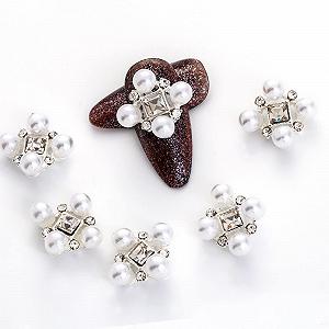 Стразы Металл Жемчуг Бриллиант 3D Блестящие 20 штук серебряные - Фото 1