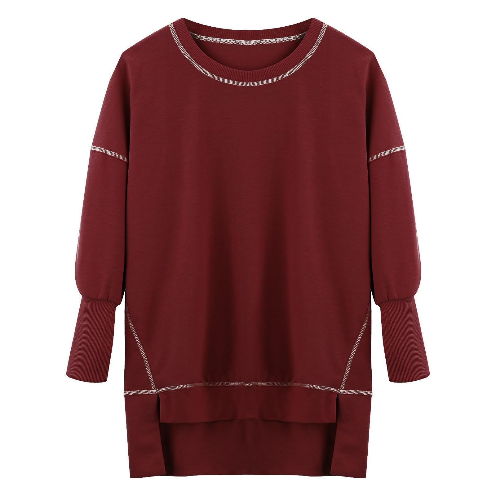 Женский рождественский свитшот 2024, праздничный флисовый топ, женский лонгслив, худи с круглым вырезом, свободный пуловер и блузка с боковым разрезом, фото №5