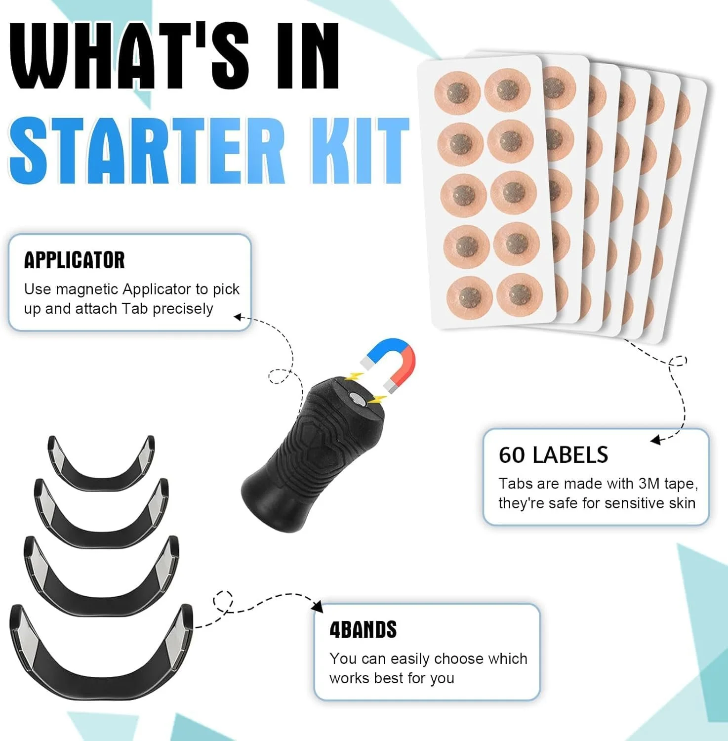 Магнітні наклейки на ніс 60 шт, фото №1