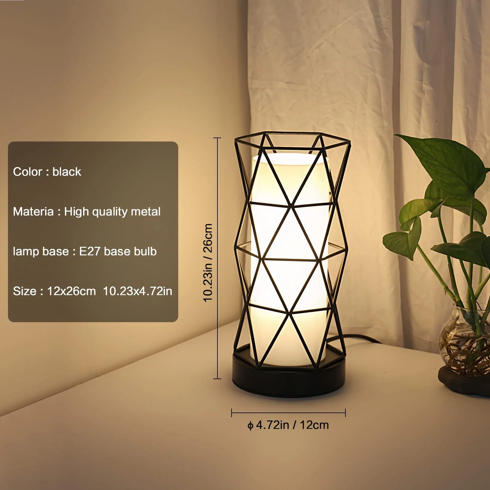 Настільна лампа Goeco Vintage Nordic E27 Black, фото №3