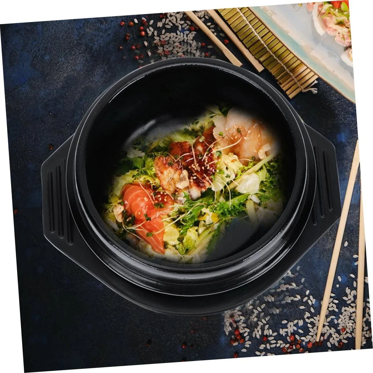 Керамічний горщик для приготування Bibimbap з блюдцем термостійкий міцний глиняний, фото №9