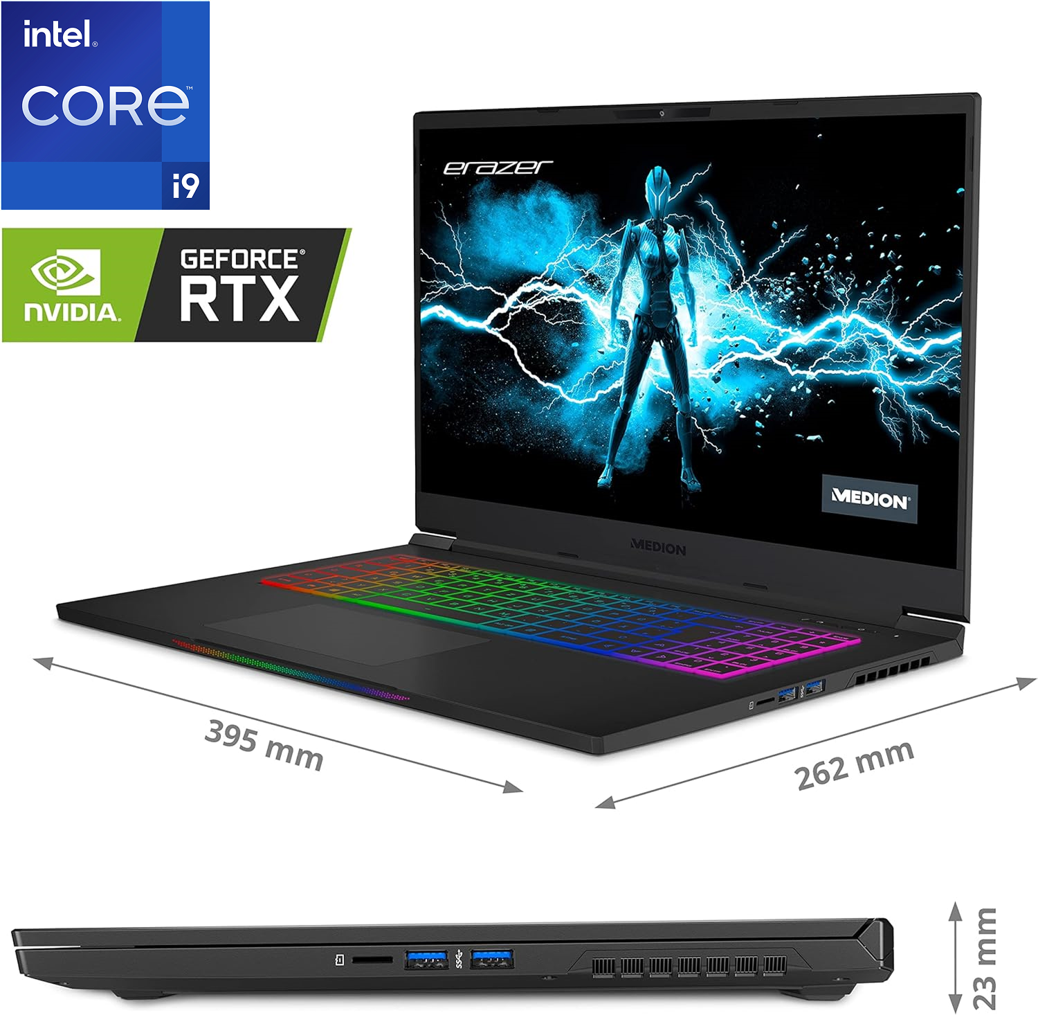 Ігровий ноутбук 17,3" Medion (Lenovo Group) Erazer Beast X30-MD | Intel Core i9-12900HK | IPS (2560x1440) QHD 240 Гц | RAM 32 ГБ | SSD NVME 1 ТБ | Nvidia GeForce RTX 3080Ti, 16 ГБ | Win11 (5129), фото №9