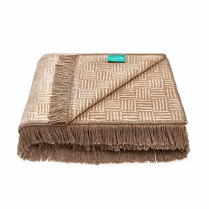 Плед MUMLA Ткань в клетку бежевый 150 x 200 см - Фото 1