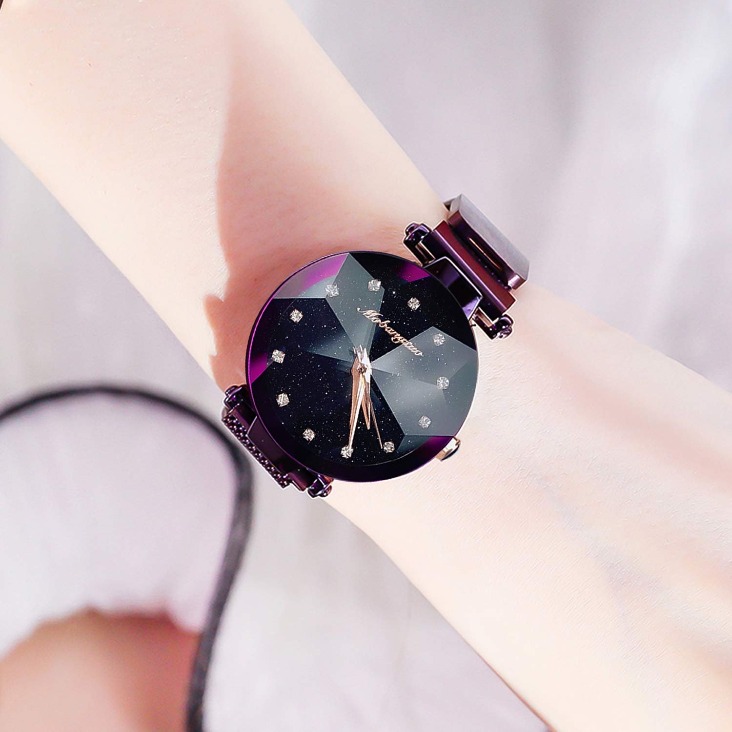 Жіночий годинник Rorios Надтонкий аналоговий кварцовий наручний годинник Luminous Starry Sky Dial з нержавіючої сталі, фото №4