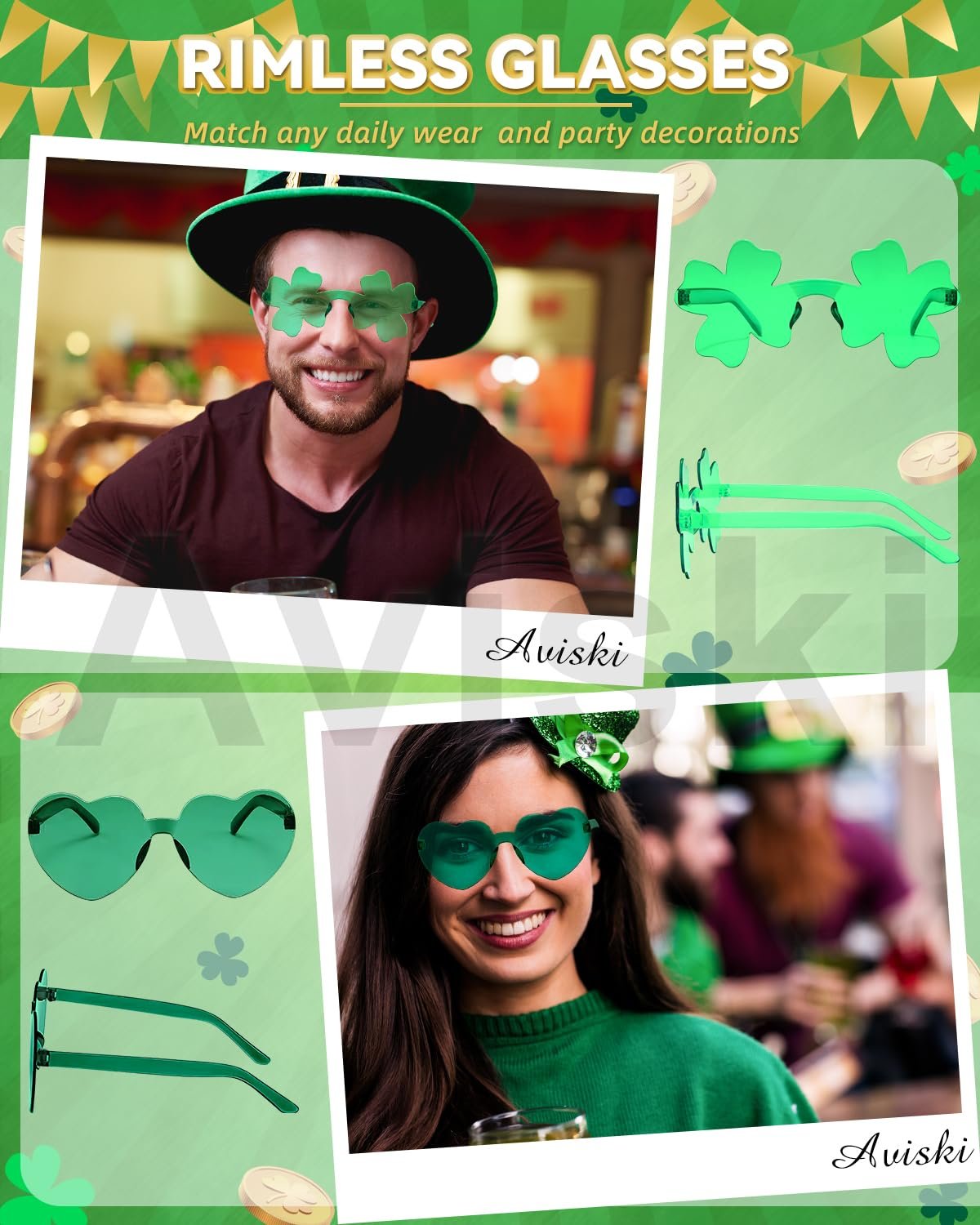 Окуляри Aviski Зелений Трилисник Серце, фото №4