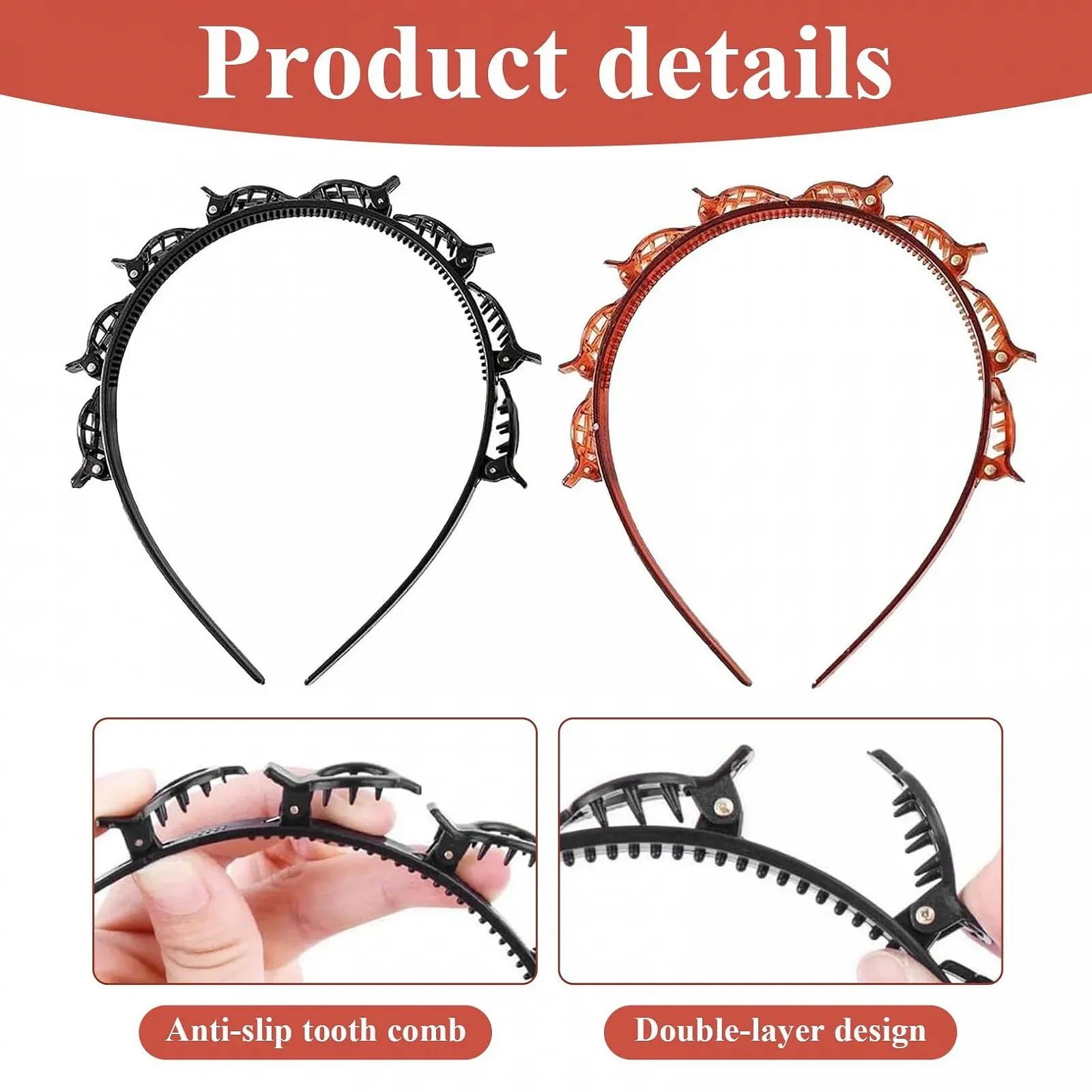 Набір з обручів для волосся з затискачами, фото №3