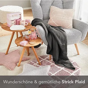 Плед HOMESTORY В'язаний Сучасний Антрацит 130 x 170 см synthetic.ua - Фото 1