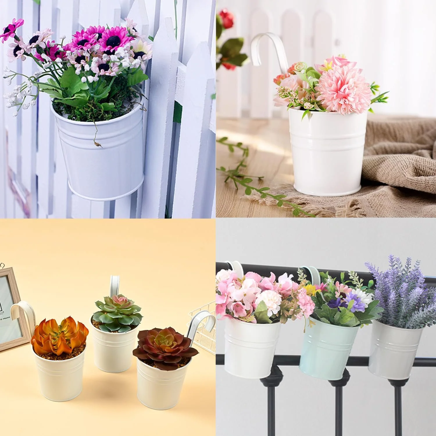 Подвесные цветочные горшки Набор 4 шт. Металл 10 x 10 x 8 см, фото №6