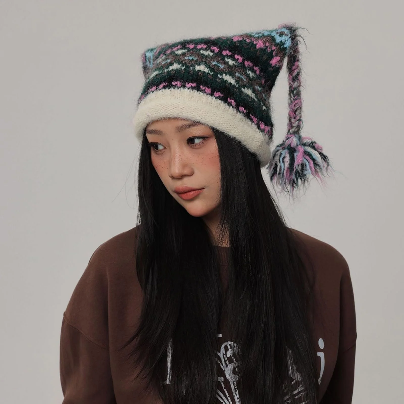 Шапка з котячими вушками MHADBKH В'язана Тепла Зимова, фото №3 Шапка з котячими вушками MHADBKH В'язана Тепла Зимова, фото №3