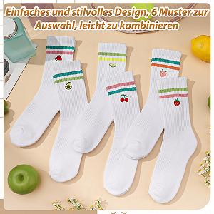 Теннисные носки Белые с фруктовым узором, 6 пар, размер 38-42 synthetic.ua - Фото 1