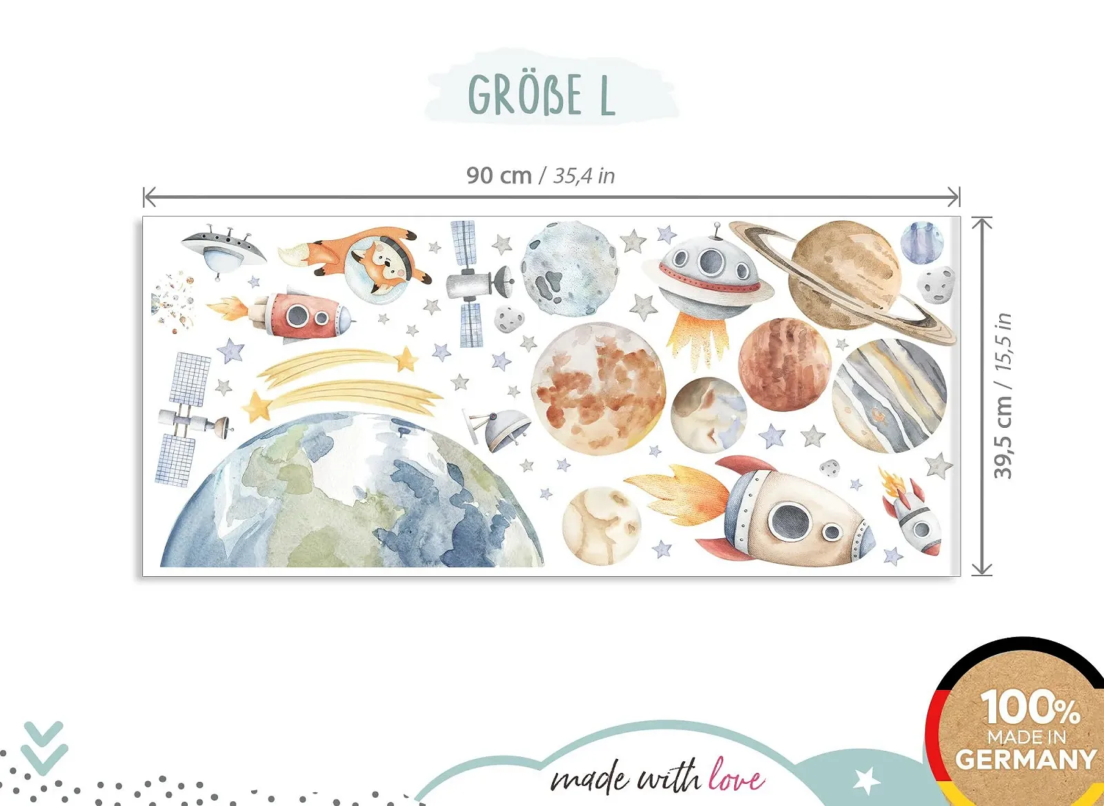 Наклейка на стену Little Deco DL5115-03 Planets Space 123 x 87 см, фото №4