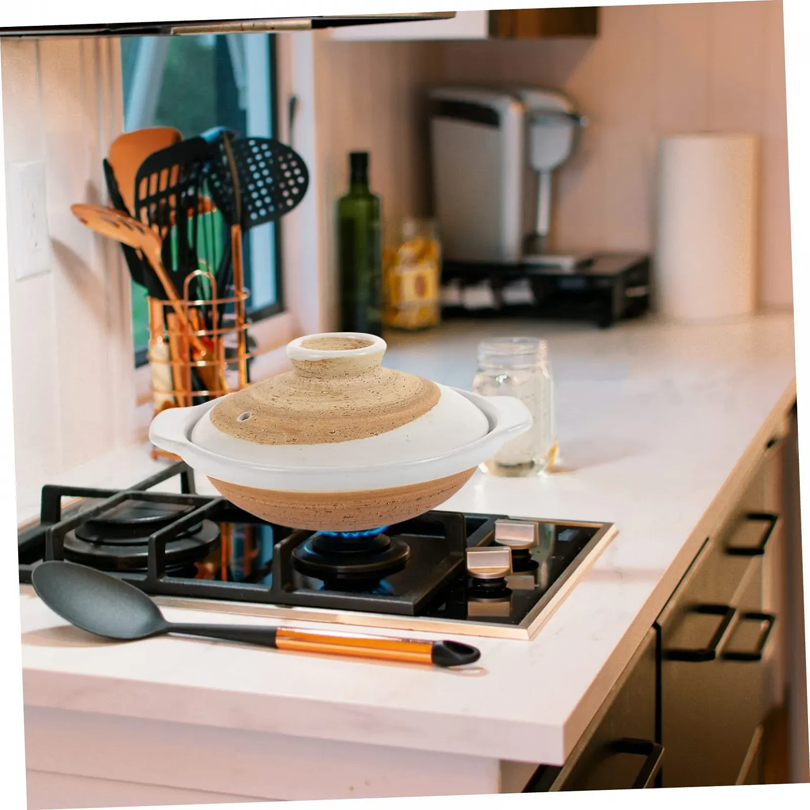 Форма для запекания SOLUSTRE Donabe керамическая 18 см термостойкая с крышкой, фото №3