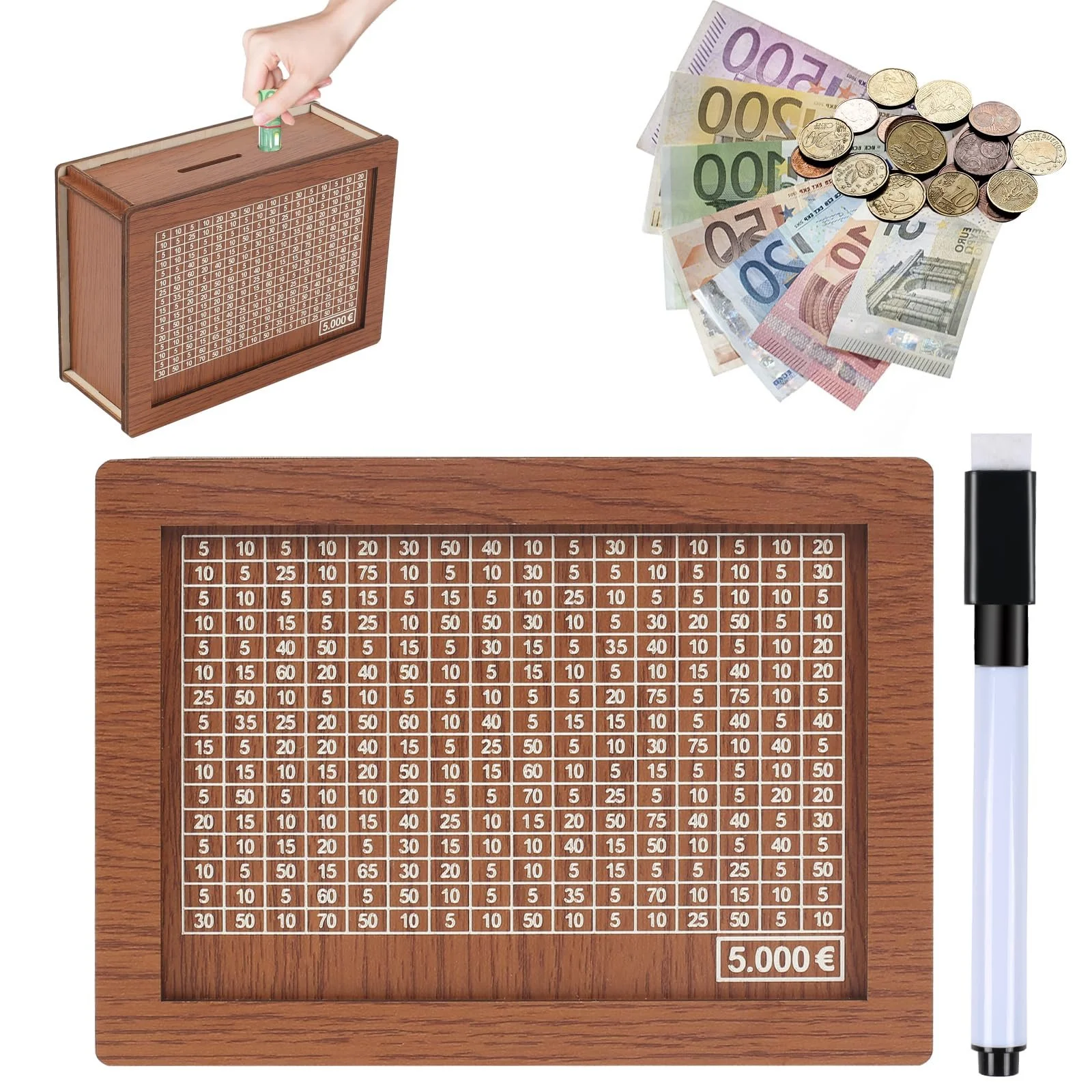 Скарбничка Wooden Money Box 5000 Euro з лічильником Дерев'яна, фото №1