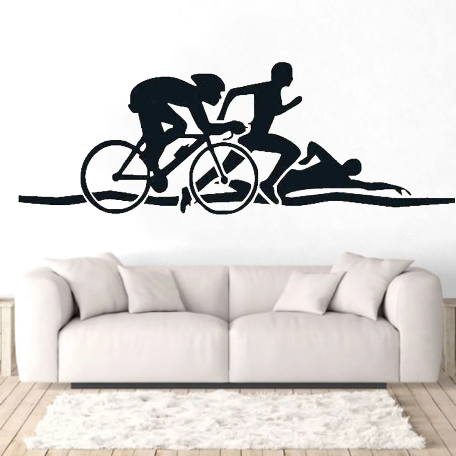 Наклейка на стіну Triathlon Swimming Running 110x316 см Чорний, фото №3