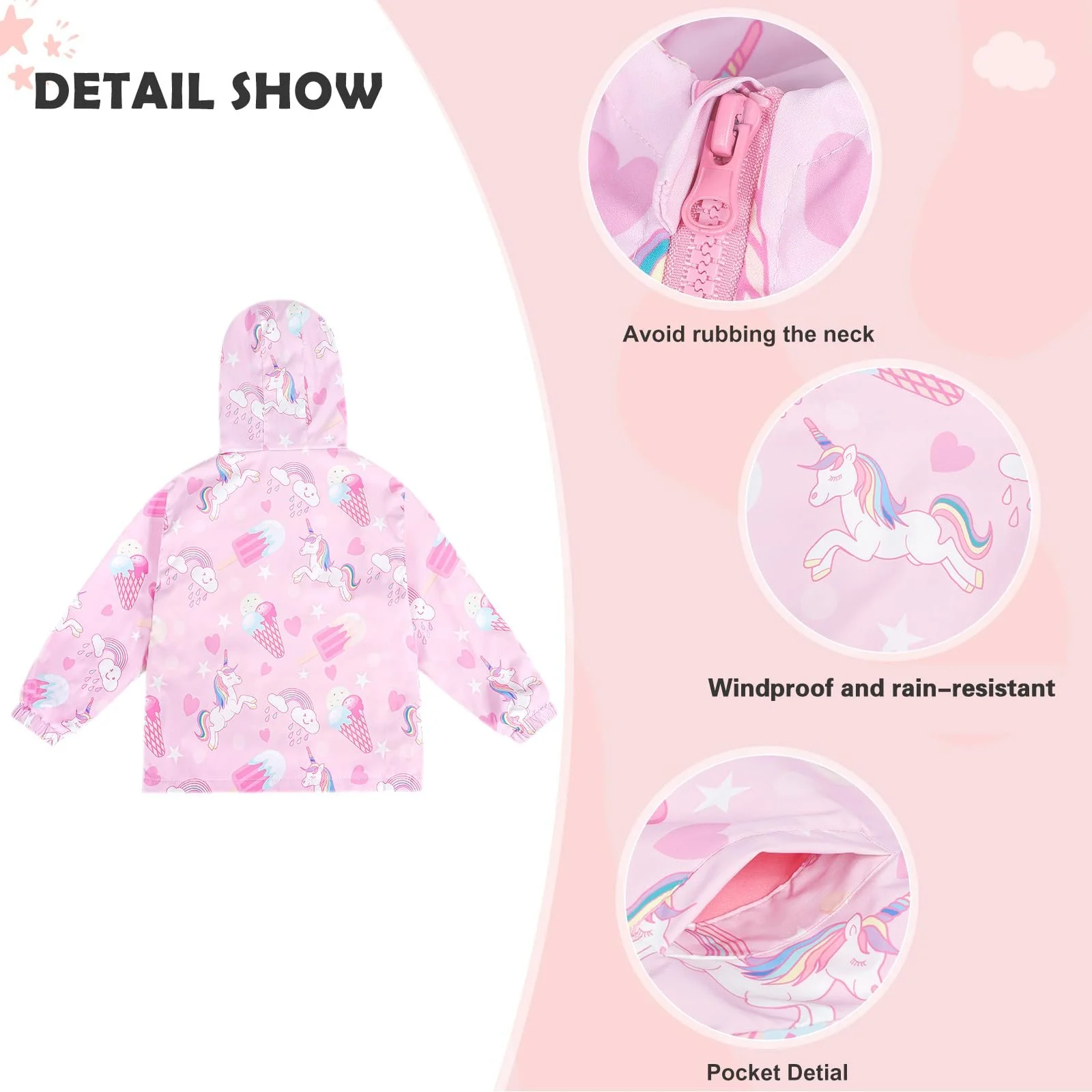 Водонепроницаемая куртка LACOFIA для девочек с флисовой подкладкой, детская водоотталкивающая переходная школьная куртка с капюшоном и подкладкой, дождевик на осень/раннюю зиму для детей 3 - 12 лет, фото №3