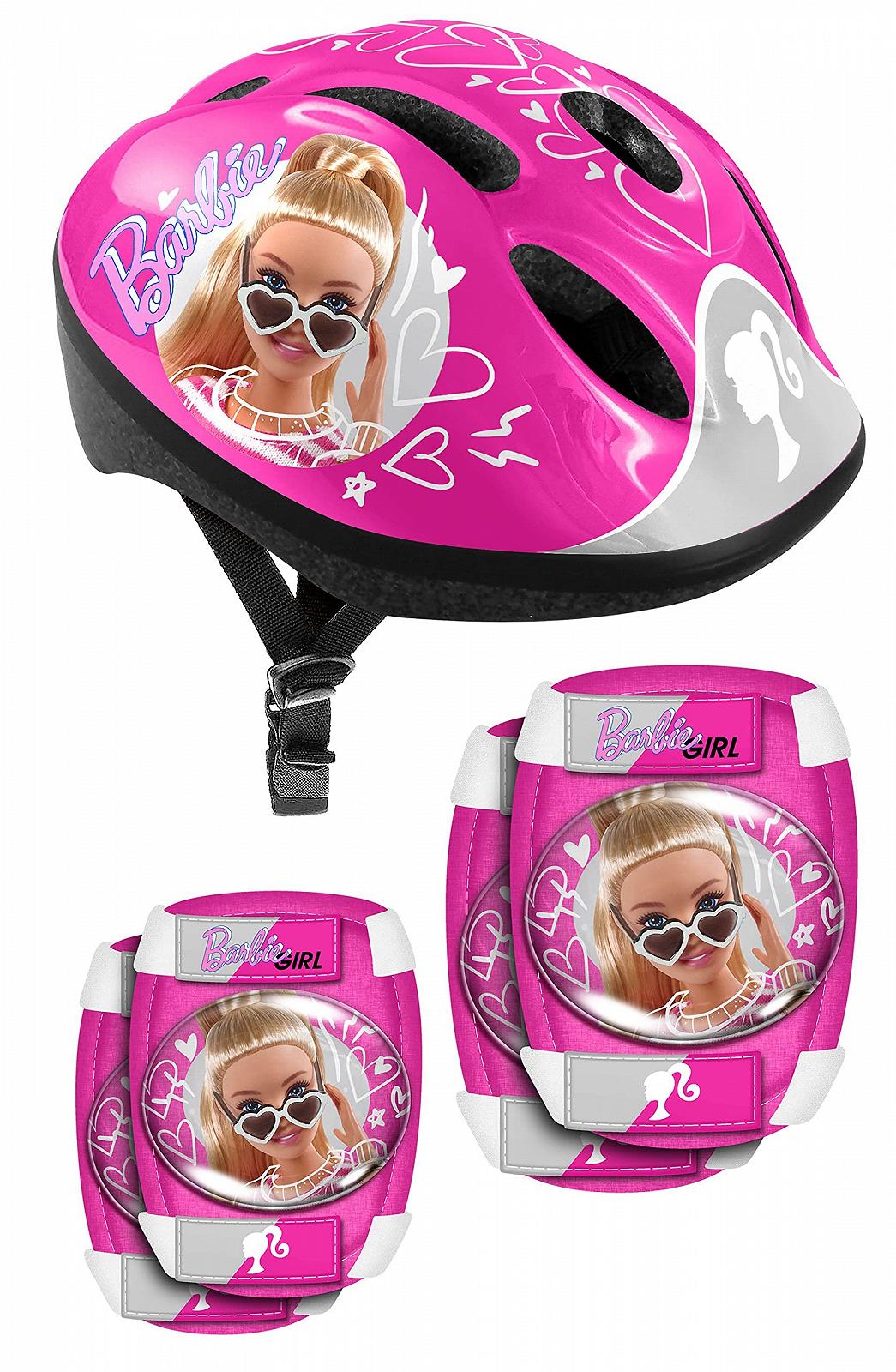 Шолом Захисний STAMP Barbie, Рожевий, S + Налокітники та наколінники, фото №1