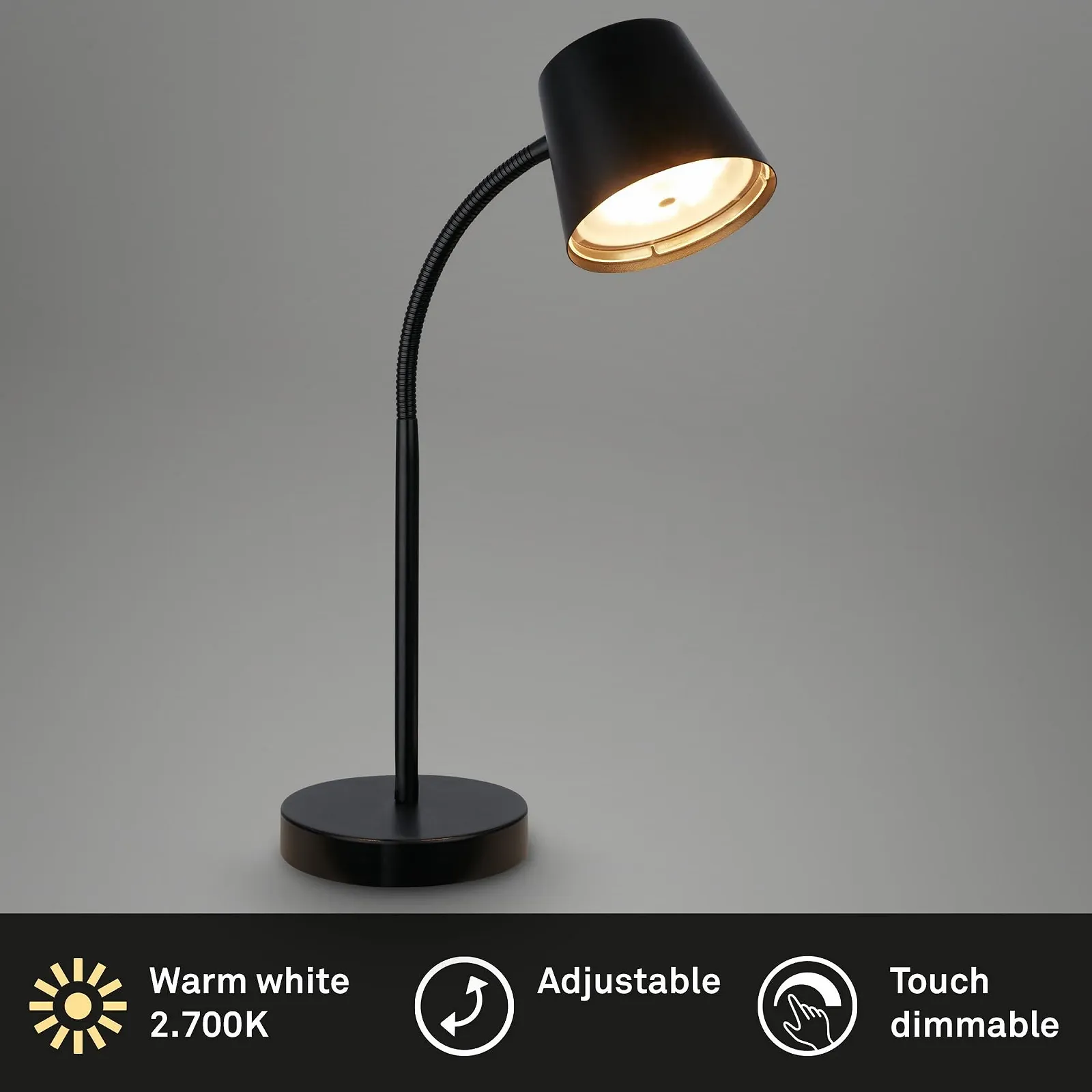 Настольная лампа BRILONER LED Wireless Touch Swivelling Rotatable Battery 38.5 см Black, фото №2