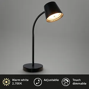 Настольная лампа BRILONER LED Wireless Touch Swivelling Rotatable Battery 38.5 см Black synthetic.ua - Фото 1