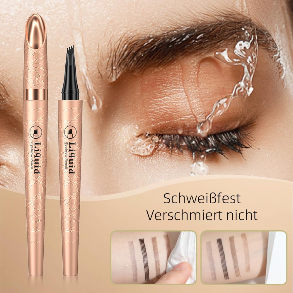 Олівець для брів Водостійкий Незмазаний 3D 4 Вилки Натуральні Темний коричневий Золота ручка, фото №5 Олівець для брів Водостійкий Незмазаний 3D 4 Вилки Натуральні Темний коричневий Золота ручка, фото №5