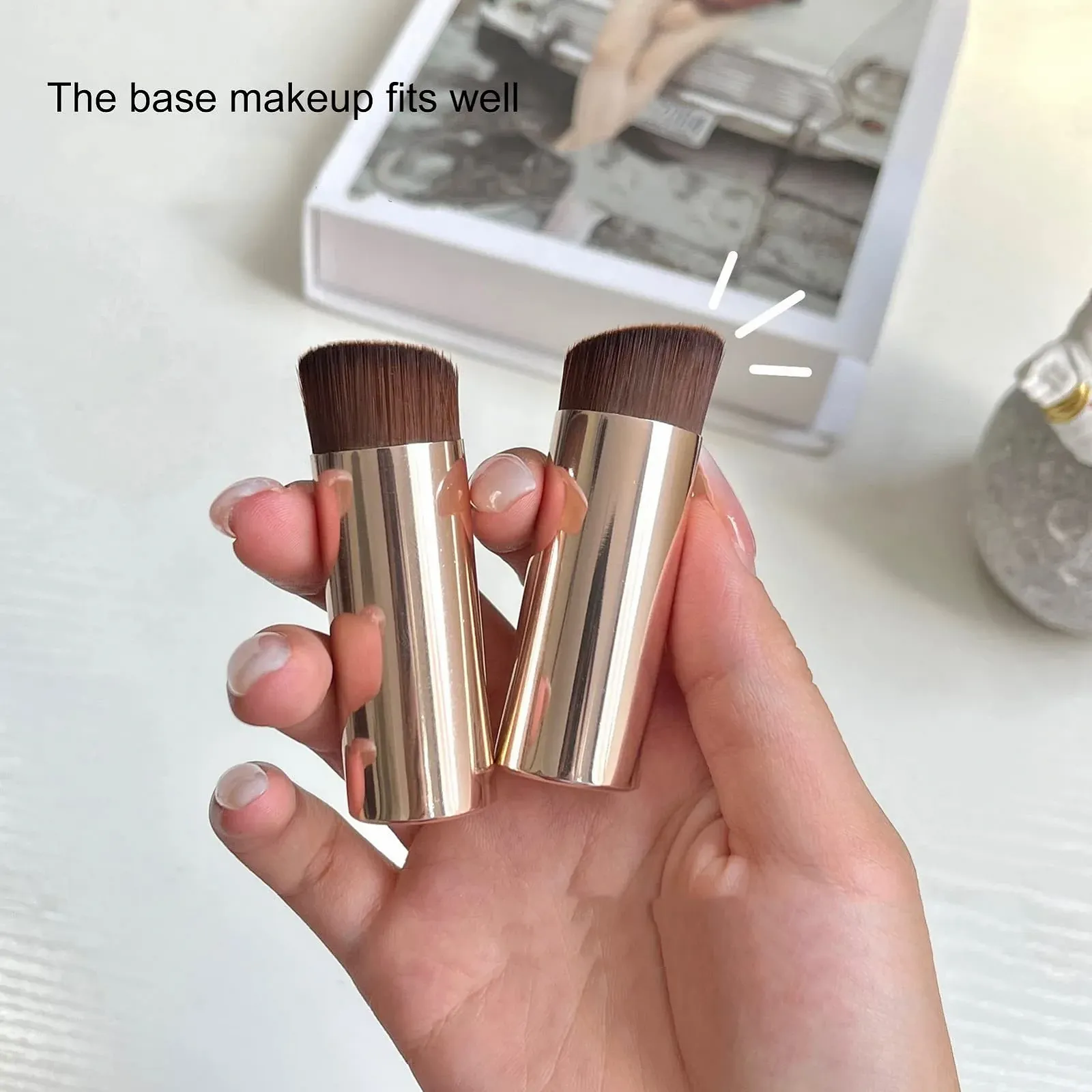 Пензлі для макіяжу з косою голівкою Traceless Flat Oblique з металевою ручкою, фото №6