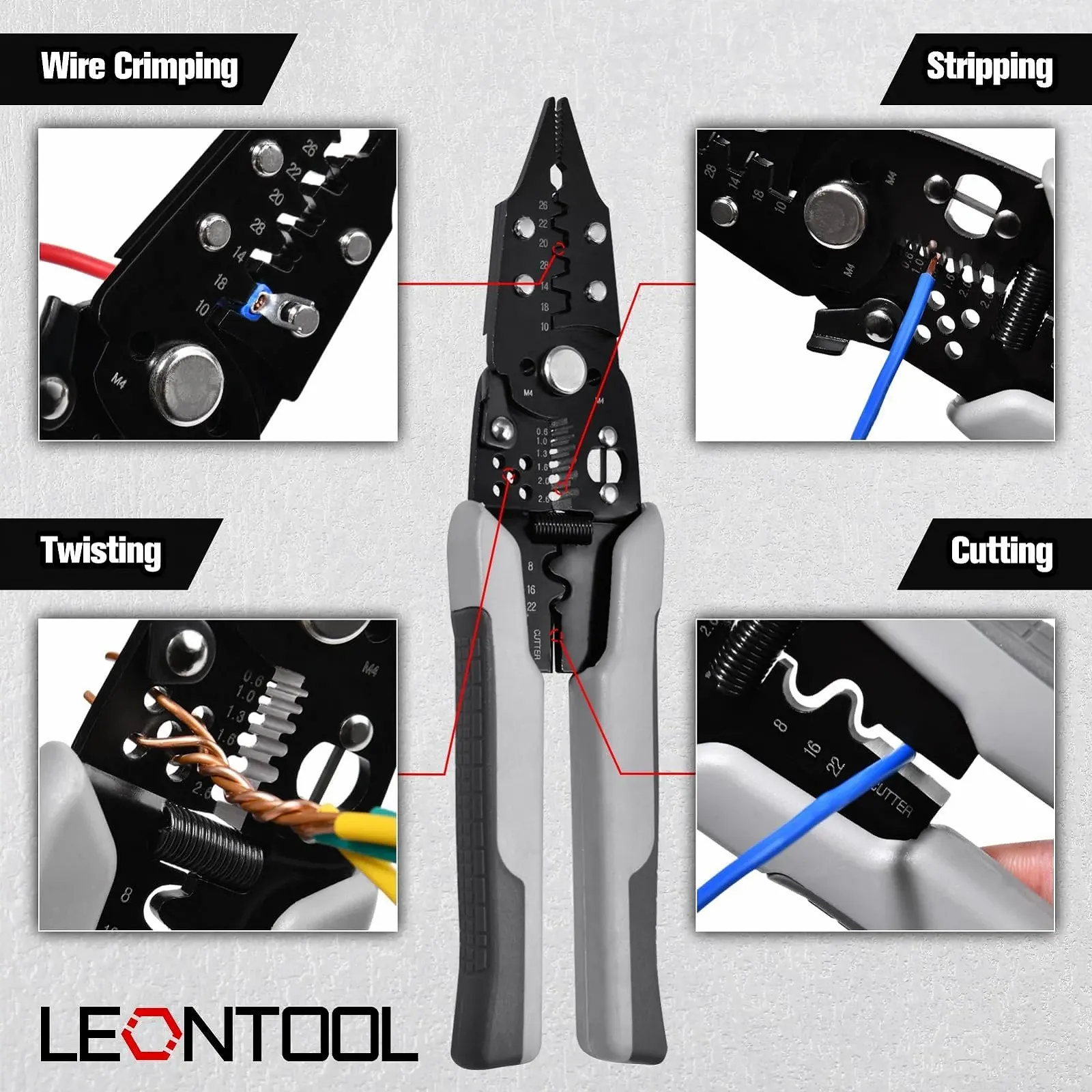 Многофункциональный стриппер и кримпер 8-в-1 набор 2 шт (прямой и изогнутый) 10-26AWG, фото №3