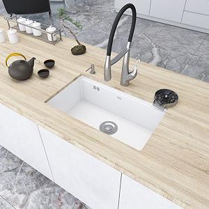 Біла мийка на кухню під стільницю 1 мм з нержавійки Nett NW-7042 - Фото 1