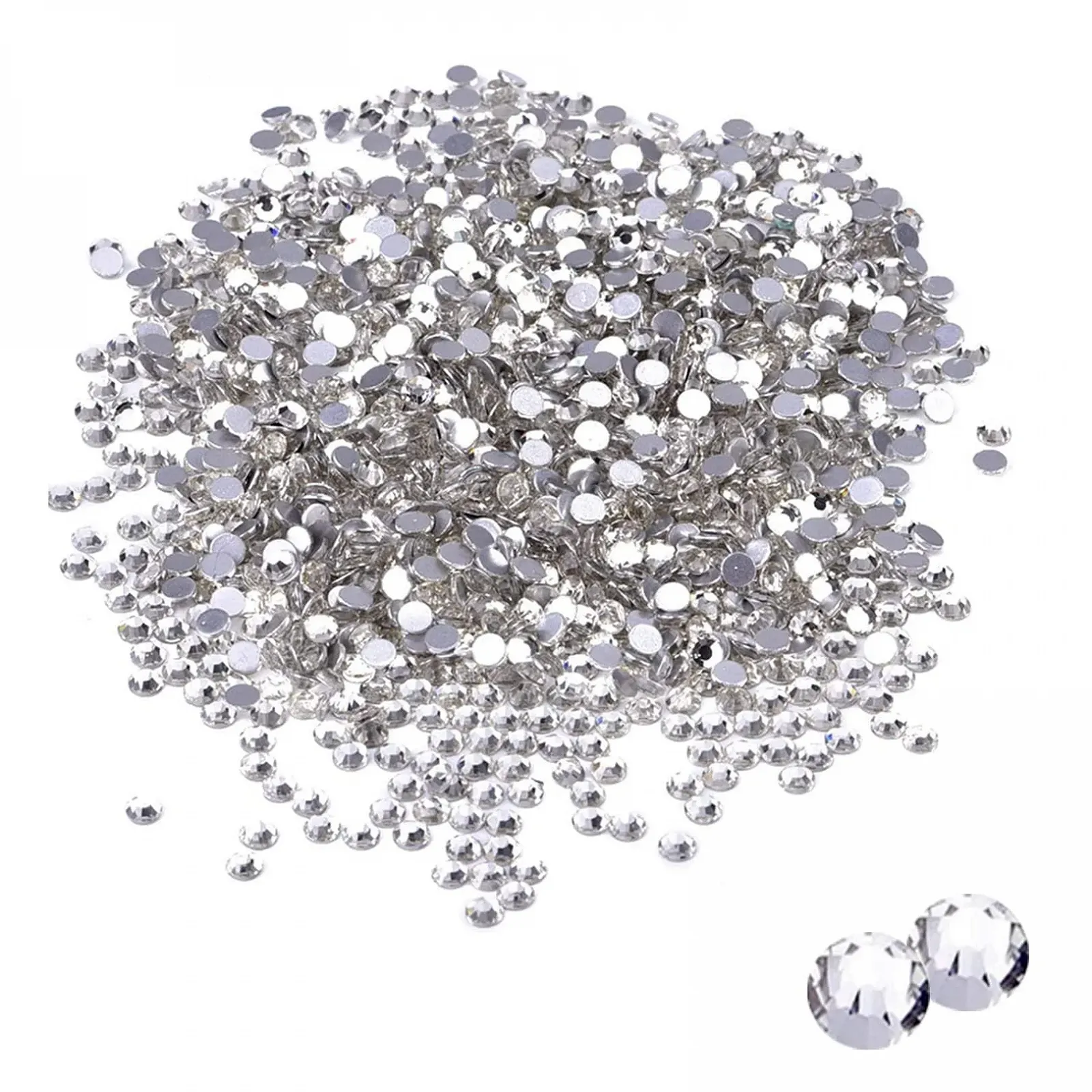 Стразы смоляные плоские не клейкие 4 мм прозрачные плоские круглые горячей фиксации хрустальные плоские стразы стеклянные камни для маникюра и поделок, фото №1