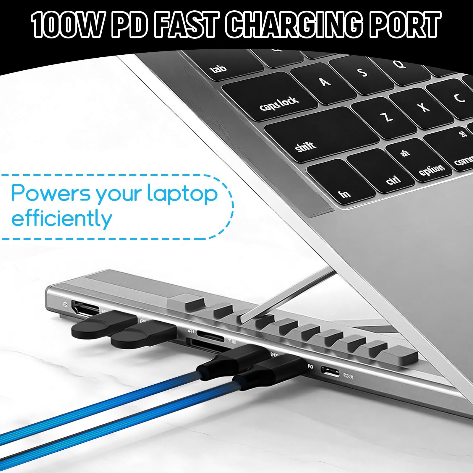 Подставка для ноутбука CISSIYOG, регулируемая по высоте и складная, подставка для ноутбука с док-станцией USB C 7-в-1, HDMI 4K, 2 x USB 3.0, 1 x SD, 1 x USB C, 100 Вт PD, совместима с MacBook Pro/Air iPad Pro XPS, фото №5