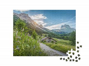 Пазл puzzleYOU Austria "Alpine Mountain Landscape with Traditional Huts and Meadows in Spring, South Tyrol" 1000 элементов synthetic.ua - Фото 1