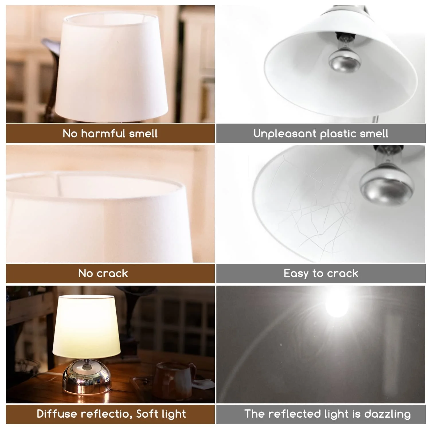 Настільна лампа Aigostar Металева основа Білий тканинний абажур E14, фото №6