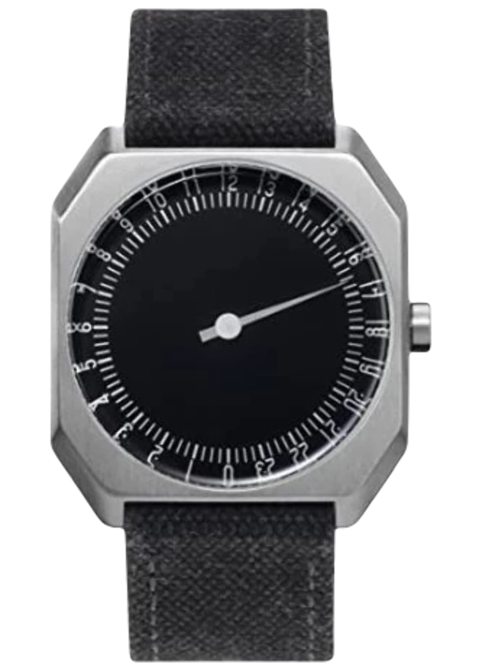 Годинник Slow Jo 14 Антрацит Срібний корпус Чорний циферблат Унісекс Кварцовий Чорний циферблат Чорний текстильний і полотняний ремінець, фото №1