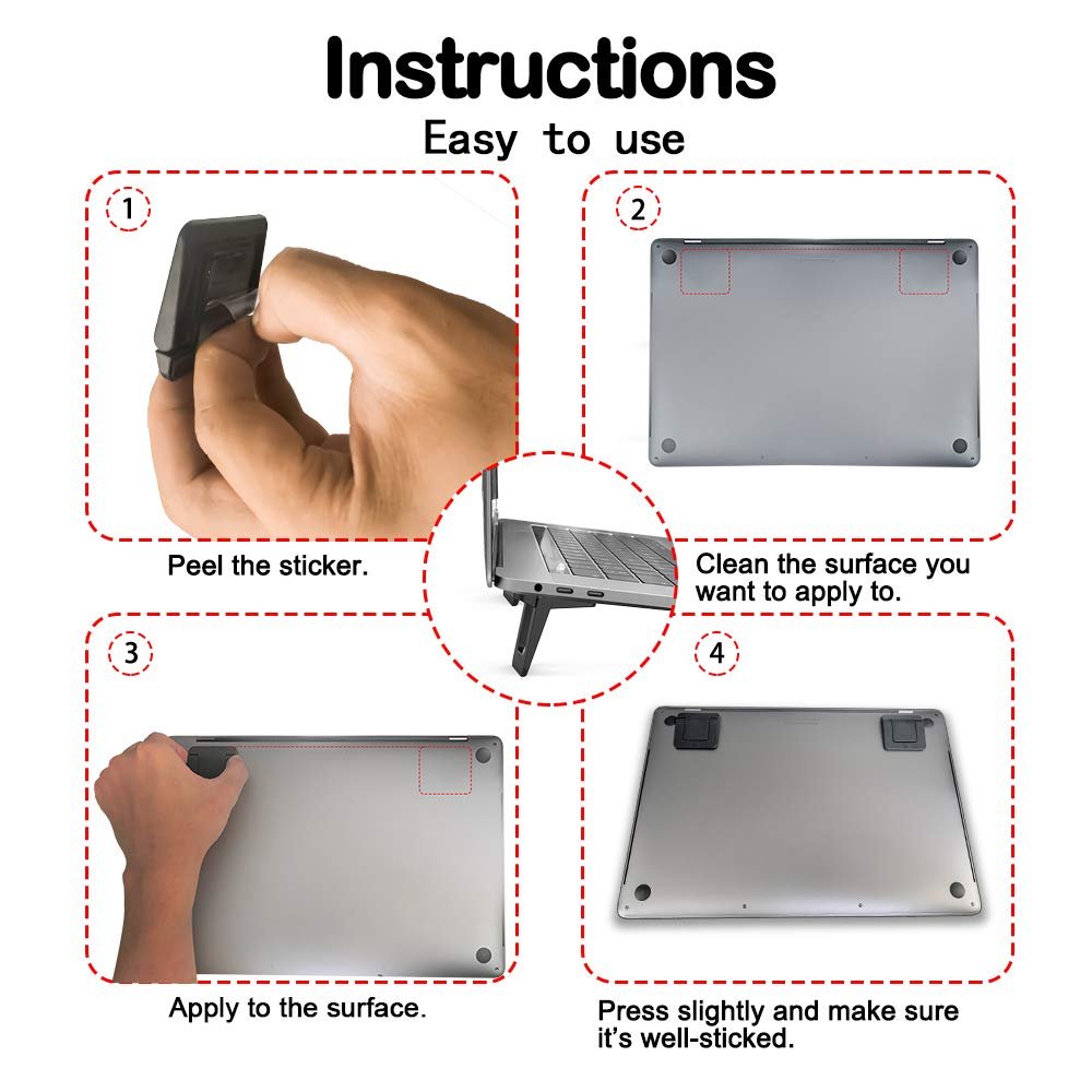 Подставка для ноутбука складная невидимая охлаждающая мини подкладка клейкие подушечки для ноутбука MacBook и Bluetooth клавиатуры, фото №7