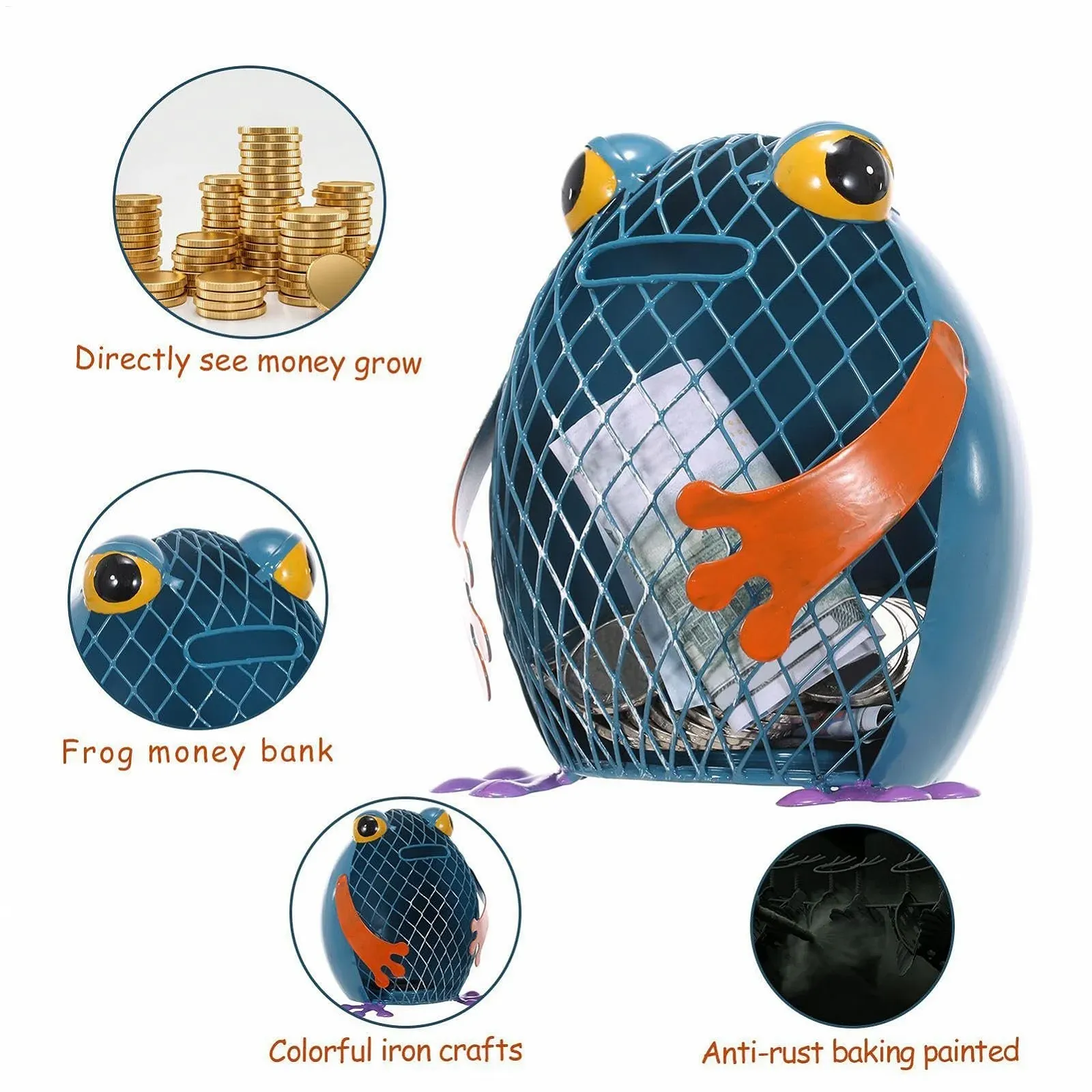 Скарбничка Залізна статуетка Тварини Кіт Жаба з гумовою пробкою, фото №8