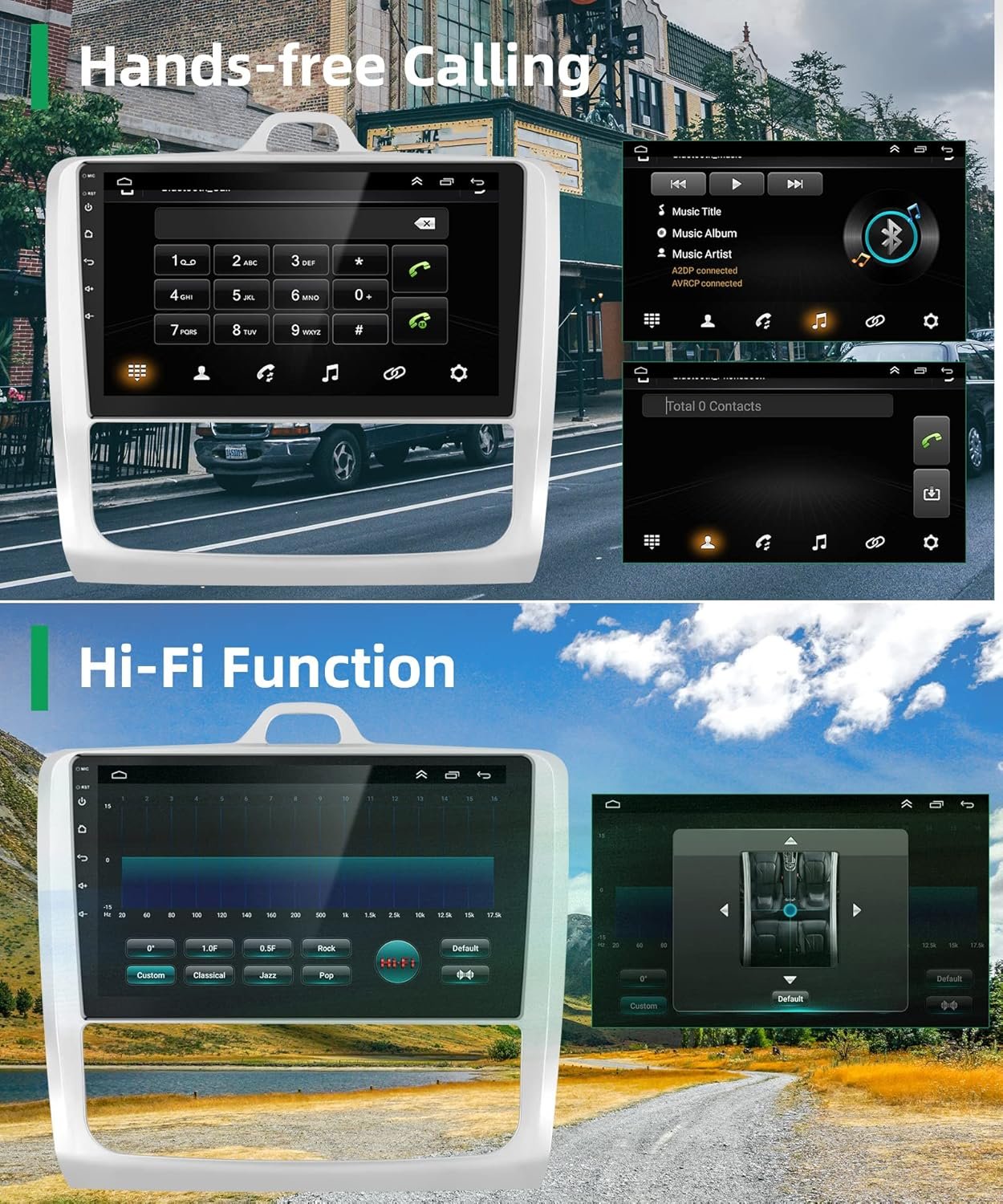 Штатна автомагнітола Hodozzy для Ford Focus 2004-2011 / 9" / Сенсорна / 2/32Гб / Android 13 / Apple CarPlay / Android Auto / Bluetooth / WI-FI / GPS / USB, фото №6