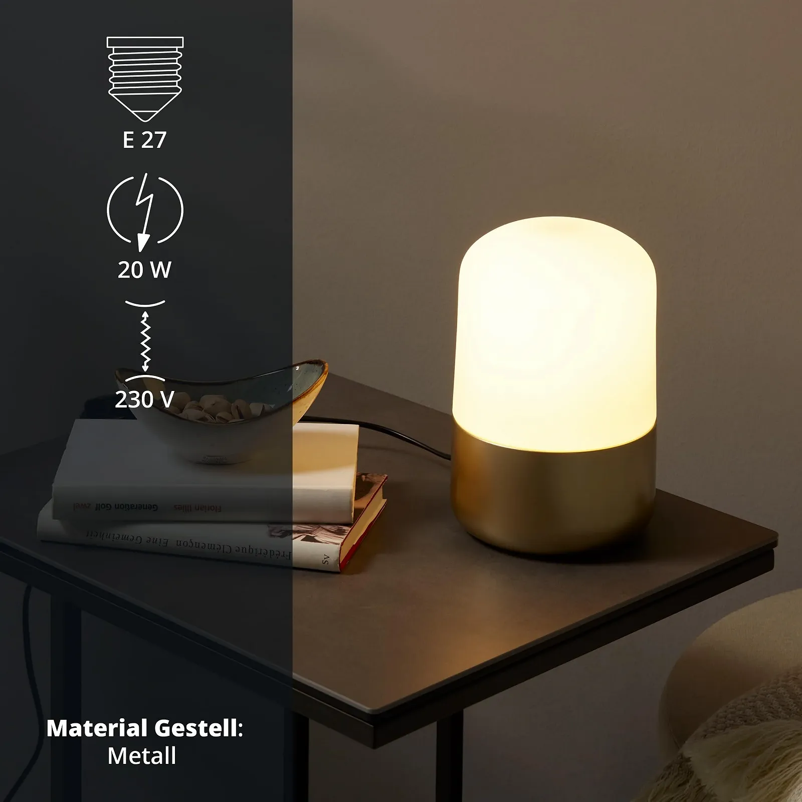 Настільна лампа KHG Modern E27 Метал 50 см Матова латунь, фото №4