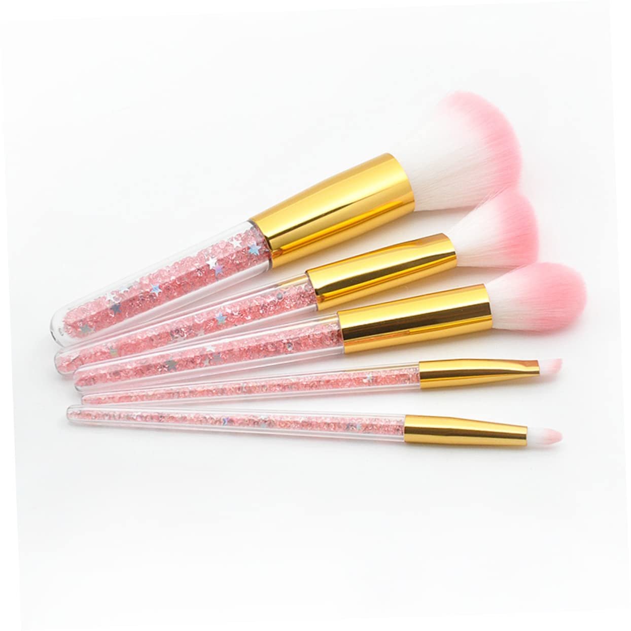Набор кистей MAGICLULU для пудры, алмазной основы, набор кистей для макияжа Bling-Makeup, кисть для пудры, кисть для основы, кристалл для макияжа глаз Miss Pink Face, 5 шт., фото №4
