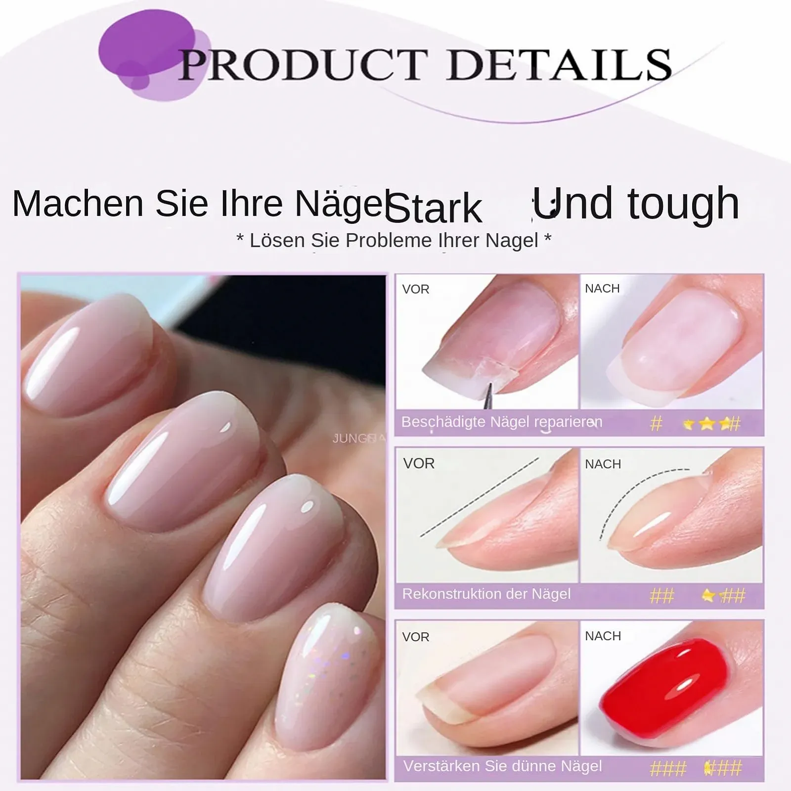 Гель-лак Mihauuke Fiberglas Unterlack - Прозрачный, фото №5 Гель-лак Mihauuke Fiberglas Unterlack - Прозрачный, фото №5