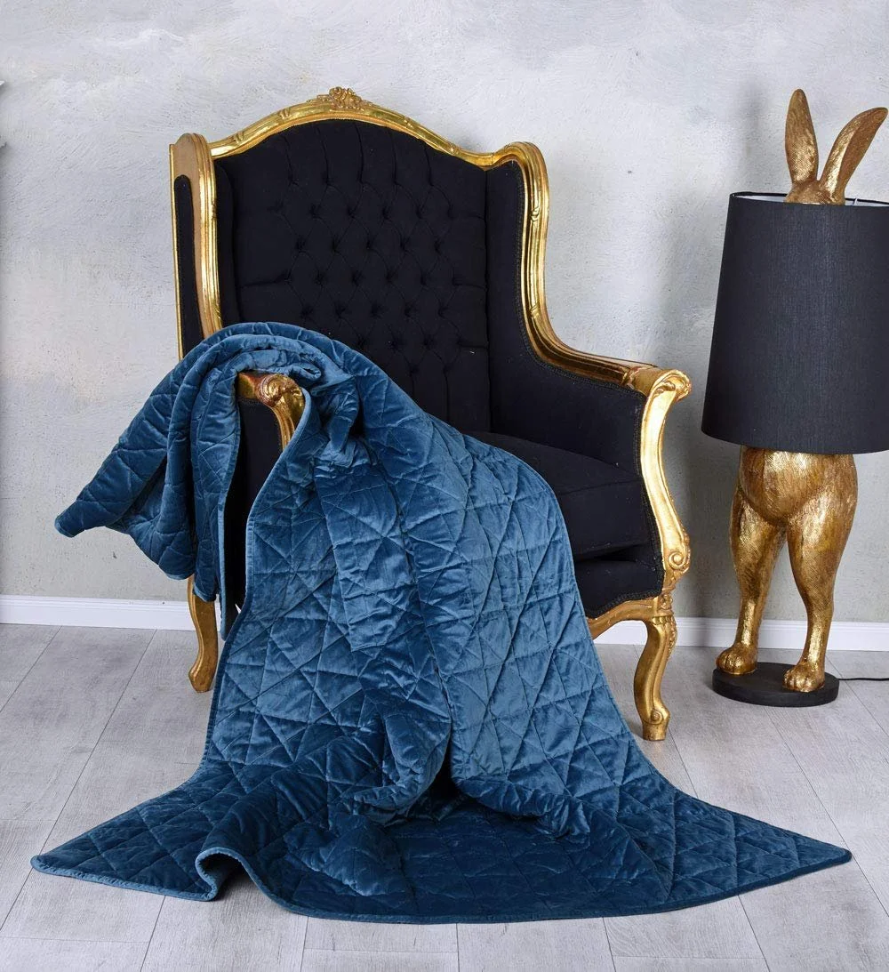 Покрывало Бархатное одеяло Синий Плед Хлопковое одеяло 140 x 200 см kds023 Palazzo Exclusive, фото №4