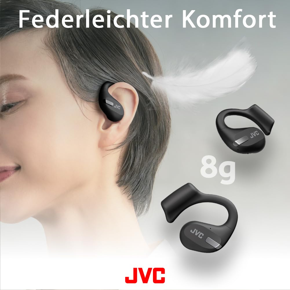 Наушники JVC Nearphones HA-NP50T-B True Wireless Внутриканальные открытый дизайн активное шумоподавление мультипоинт IPX4 приглушение микрофона 38 часов работы BT 5.3 черный, фото №6