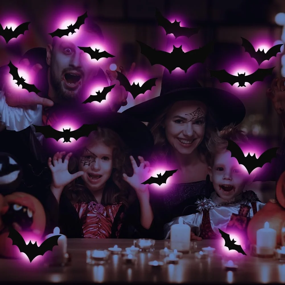 Наклейки на стіну ASOFTY Хелловін Кажани Набір 24 шт. Світлодіодні, фото №5 Наклейки на стіну ASOFTY Хелловін Кажани Набір 24 шт. Світлодіодні, фото №5