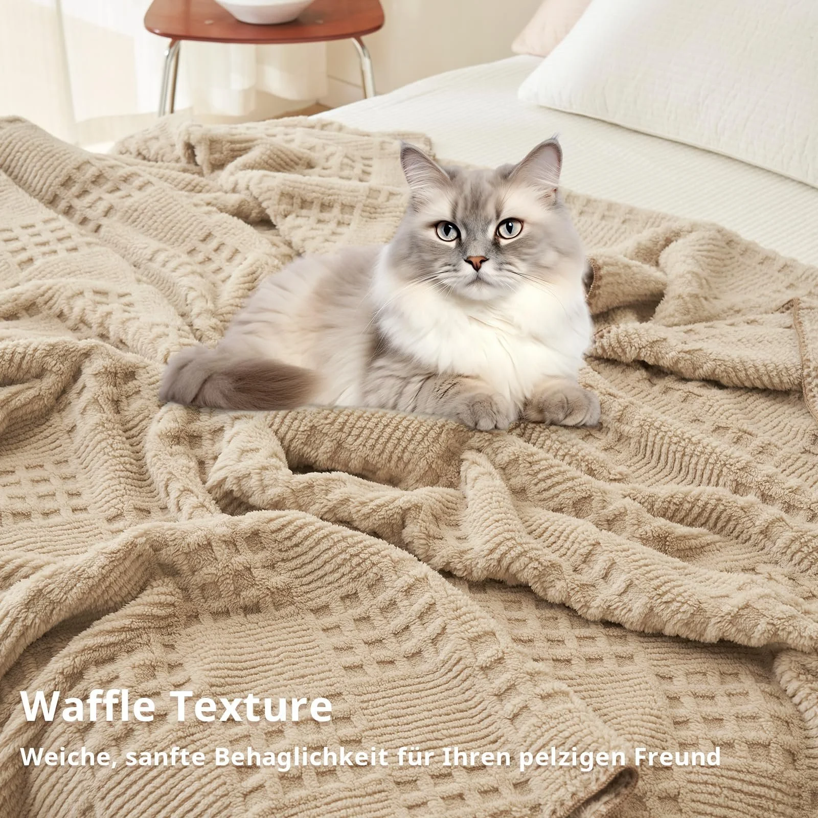 Плед Miyacare Вафельний візерунок Бежево-коричневий, 100 x 150 см, фото №5 Плед Miyacare Вафельний візерунок Бежево-коричневий, 100 x 150 см, фото №5