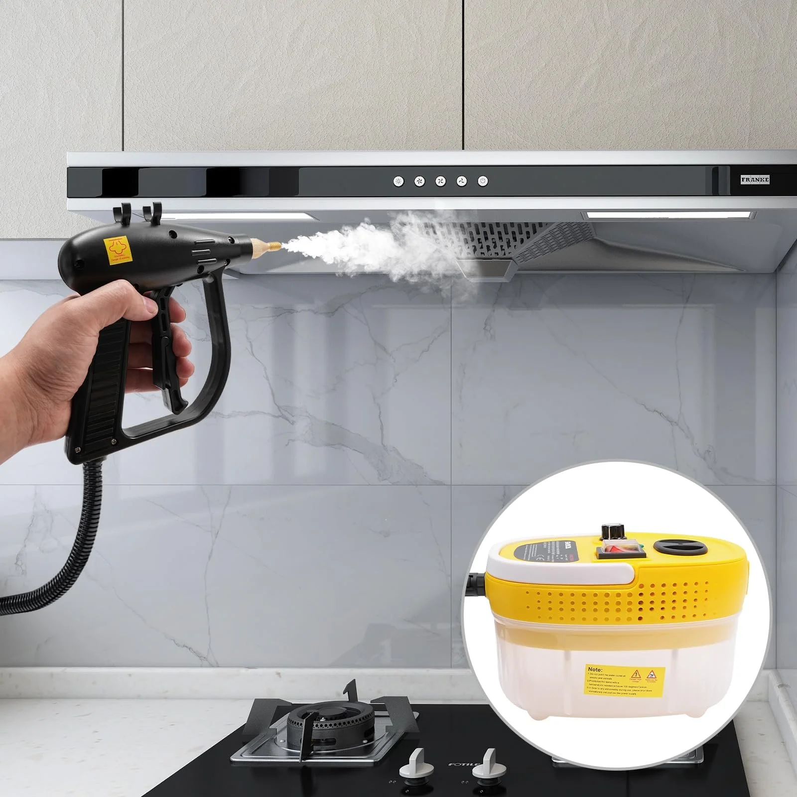 Пароочисник високого тиску 2500W 1.2L з розпилювачем Жовтий, фото №3