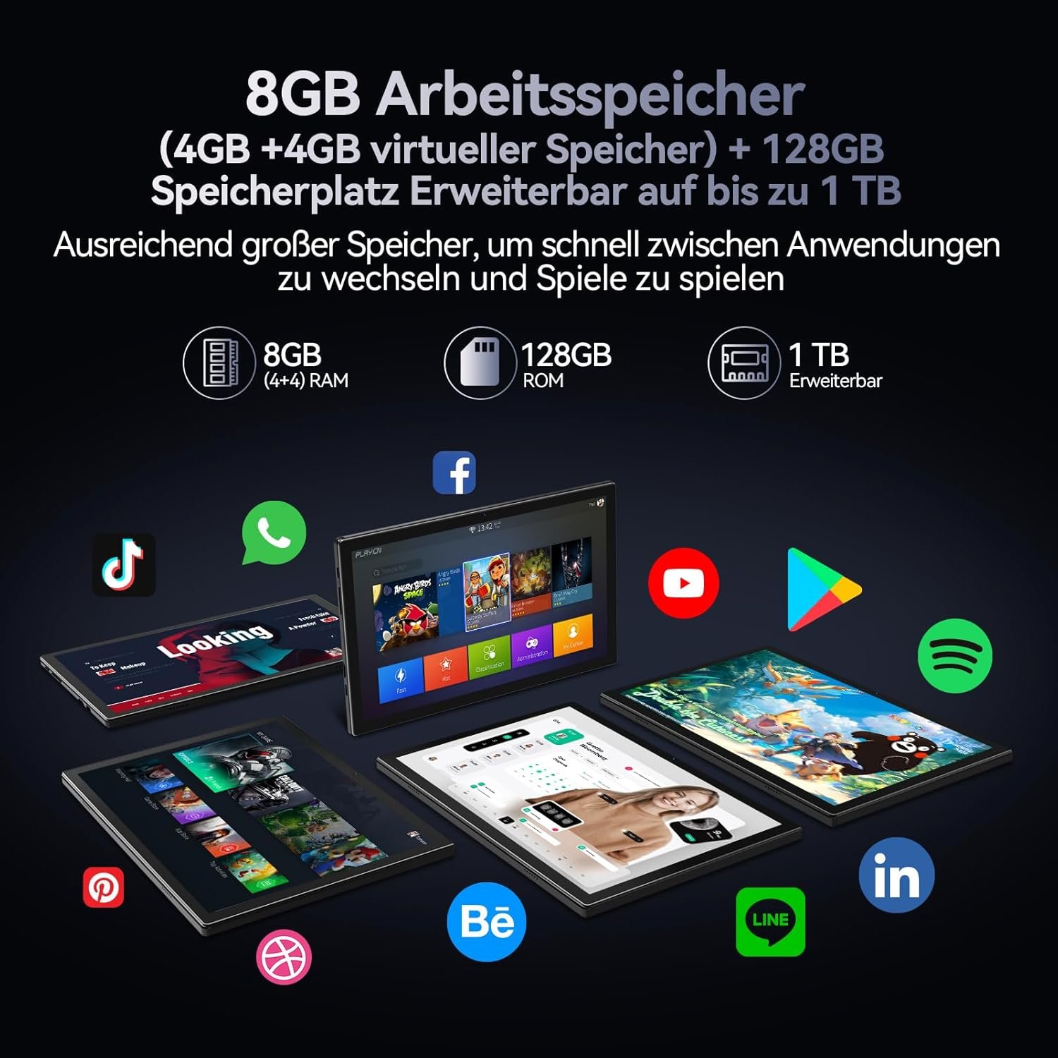 Планшет 10.1" ANTEMPER D113 4+4/128 ГБ 5G 1-SIM 8 ядер Android 14 7000 mAh Черный, фото №3 Планшет 10.1" ANTEMPER D113 4+4/128 ГБ 5G 1-SIM 8 ядер Android 14 7000 mAh Черный, фото №3